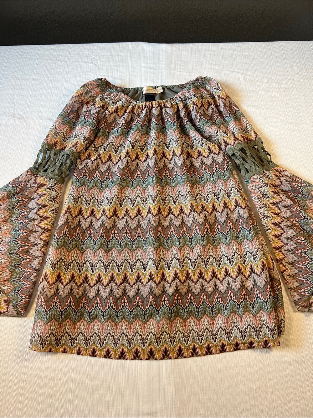Boho Chevron-Print Off-Shoulder Dress in Multicolor